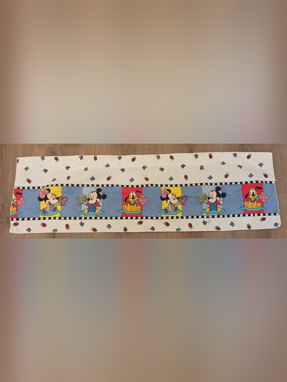 Vintage Disney Baby Mickey Minnie Pluto Handmade Nursery Window Valance 37"